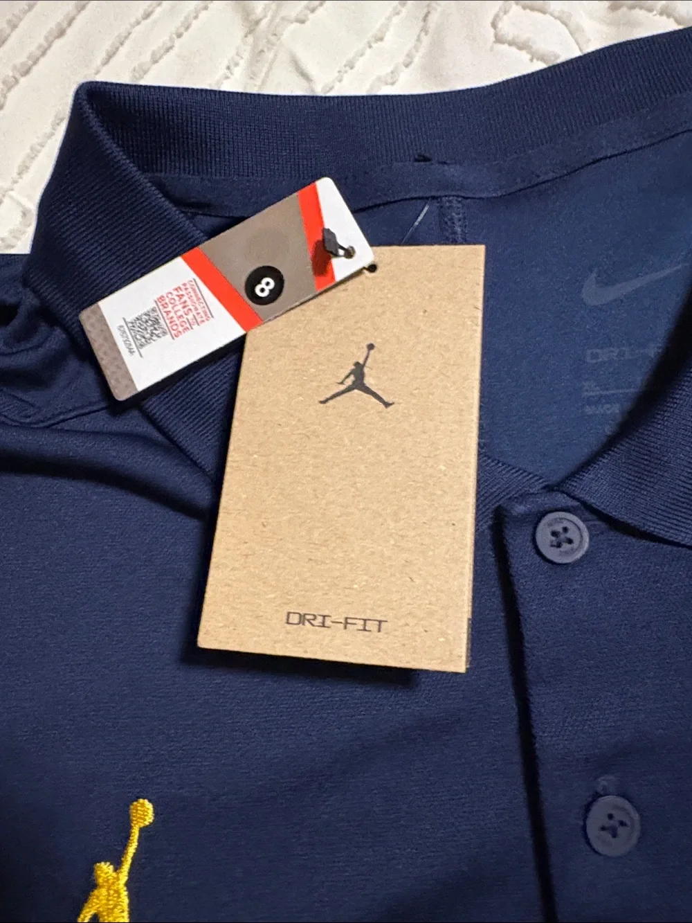 Jordan Navy Polo with Yellow Michigan 'M' and Jumpman